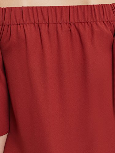 Image of Miss Chase Womens Brick Loose Fit Off Shoulder Top
