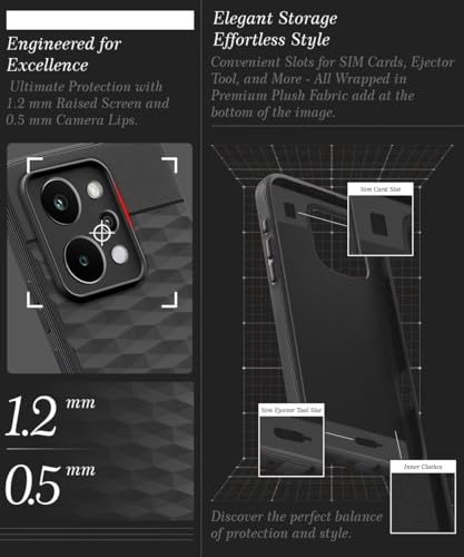 Image of WOW IMAGINE Back Cover for Realme P4 Power 5G | Realme Narzo Power 5G with Hexa Cube Design | Ultra Slim Soft Rubberised Case | Inner Velvet Fabric | Flexible Mobile Case | Camera Protection - Black