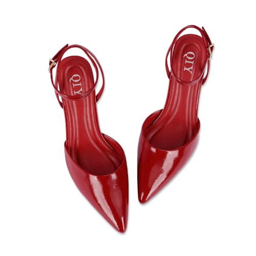 Image of QIY Closed Toe Heels for Women Pumps High Heel Strappy Sandals | Pointed Toe Slingback Women Heels with Ankle Strap, Stilettos Wedding & Bridal Formal Dress Shoes for Evening Party, Prom