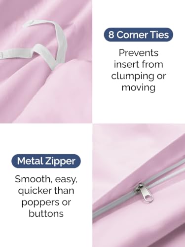Image of Duvet Cover Super Queen Size - 3 Piece with Zipper Closure - Light Pink