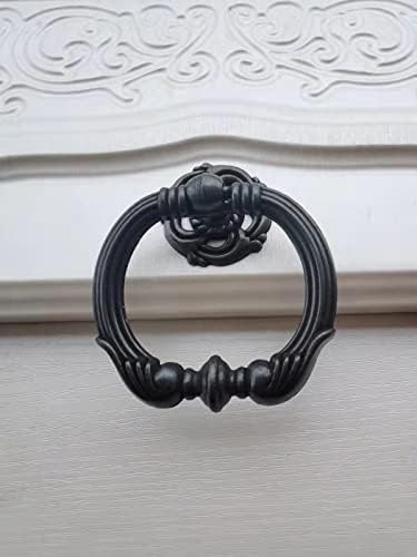 Miniatura 5 de Paquete de 6 tiradores de anillo, tiradores de cajón antiguos de 2.6 pulgadas, tiradores de armario con anillo, tiradores de anillo de cajón, latón