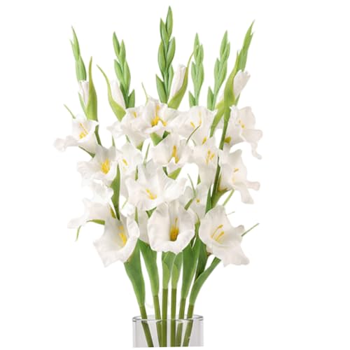 Bemonew Lot de 6 Fleurs artificielles de glaïeul, 55, 9 cm, Grandes Fleurs artificielles réalistes pour Vase, Fausses réalistes pour décoration Mariage,...