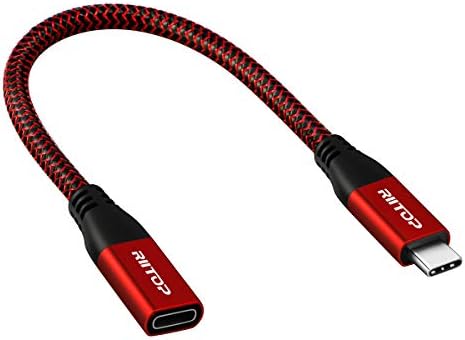 USB C Extension Cable Short, RIITOP USB-C Male to Female Extender Braided Cord for Nintendo Switch, MacBook Pro 7.8inch (Thunderbolt 3 Compatible)