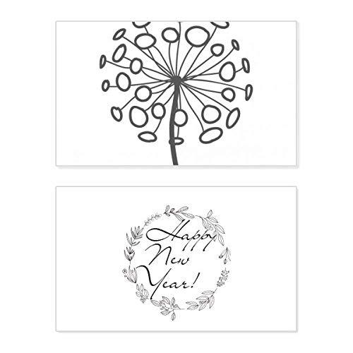 Tarjeta de Año Nuevo con diseño floral y diente de león para mesa festiva