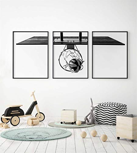 Natvva Canvas Painting 3 Piece Prints Basketball Hoop Wall Art Modular Poster Pictures Framed Artwork For Living Room Teen Room Decor Bedroom Decoration #TOP1