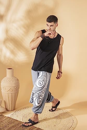 The Veshti Company Printed Harem Pants for Men's Cotton Hippie Style Baggy Boho Yoga Pajama Pant with Pocket