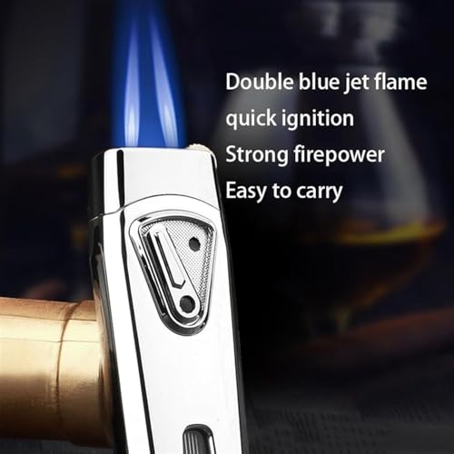 Encendedor de butano con llama dual azul y antorcha ajustable miniatura 3