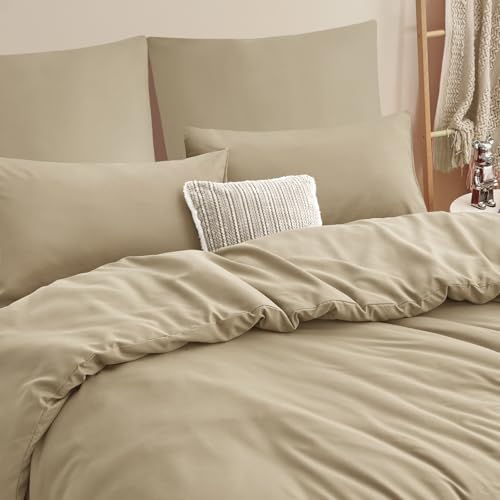 RUIKASI Bettwäsche 200x220 Khaki 3teilig - Polyester Mikrofaser Bettwäsche-Sets Oeko-TEX… – Ansicht 3