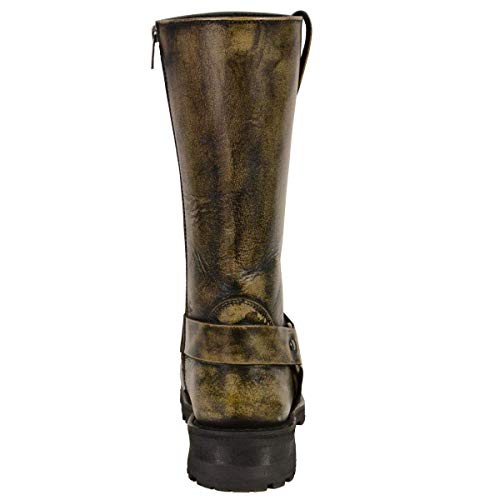 Image of Milwaukee Leather Men's Distressed Gray Leather 11-inch Classic Harness Square Toe Motorcycle Boots MBM9006 | Premium Material, Square Toe, Rider Ready, Durable Everyday Wear