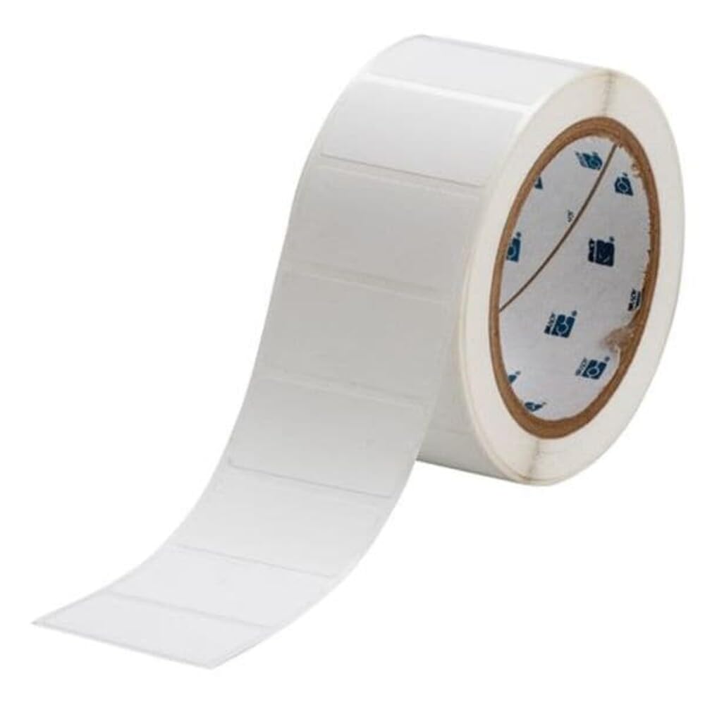 Brady THT-17-422-3 2" Width x 1" Height, B-422 Permanent Polyester, Gloss Finish White Thermal Transfer Printable Label (3000 per Roll)