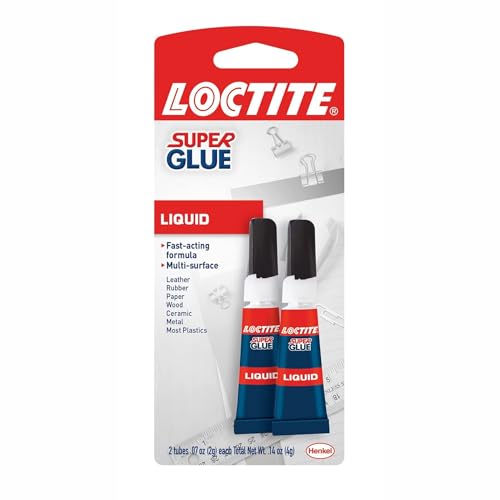 Loctite Super Glue Liquid, Clear, 0.07 fl oz Tube, 2 Pack - Superglue for Plastic, Wood, Metal, Crafts & Repair, Cyanoacrylate Adhesive Instant Glue, Quick Dry