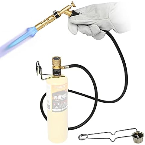 BLUEFIRE MRAS-8210 Super Jumbo Turbo Flame Propane Gas Welding Torch with 5' Hose Fuel by MAPP MAP Pro Propane Great High Intensity Nozzle Head for Soldering Brazing Large Dia Copper Pipe Cover