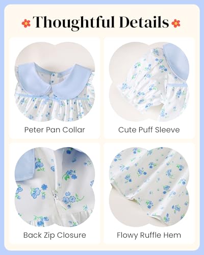 Image of Kucnuzki Baby Girl Clothes Cute Spring Summer Sun Dresses Toddler Casual Puff Sleeve Floral Dress Girls Summer Outfits