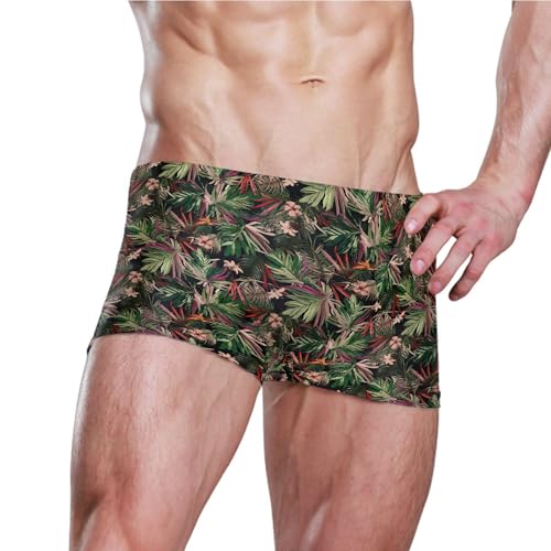 Leaves Mens Swim Trunk Swimwear Bathing Suit Swim Brief Square Leg Board Short S B04047003