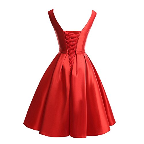 Women's V-Neck Lace Up A-Line Knee Length Homecoming Evening Dress3