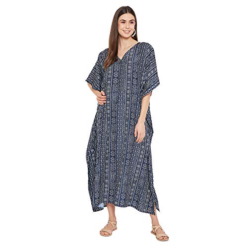 Image of Oussum Women Plus Size Kaftan Kimono Loose Maxi summer dresses for women Beach 3 /4 Sleeve Casual lounge dress Boho