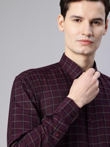 Image of Majestic Man Men's Pure Cotton Slim Fit Checkred Full Sleeve Classic Collar Everyday Formal Shirt