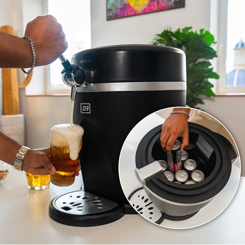 Cecotec Bierdispenser BeerFlow 5000, 60 W, Temperaturbereich von 3 bis 6°C, Kompatibel mit universellen Druckfässern 5L, LED-Temperaturanzeige, Tragegriff, Rutschfest