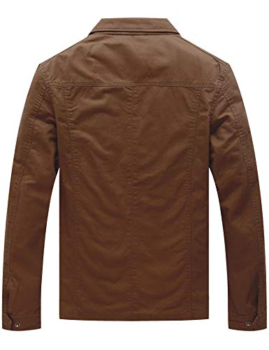 WenVen Men's Casual Canvas Cotton Military Lapel Jacket