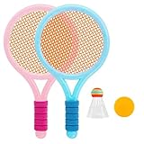 RONGUI テニス バドミントン ラケットセット 子供用 2本セット シャトル 軽量 キッズ 幼児 小学生 初心者 運動 (ブルー&ピンク)