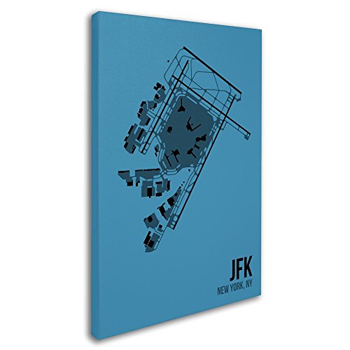 JFK Airport Layout by 08 Left, 16x24-Inch Canvas Wall Art by Trademark Fine Art - Used condition - Image 2