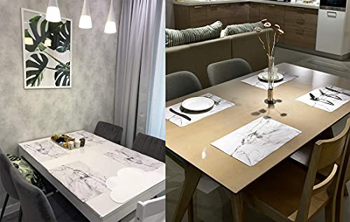 Gennissy Marble Placemats For Dining Table Set Of 6 Thin Environmental Table Mats Easy Clean For Kitchen Dinner Party((Marble) #TOP3