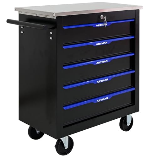 Rolling Tool Chest with Stainless Steel Top Locking Wheels