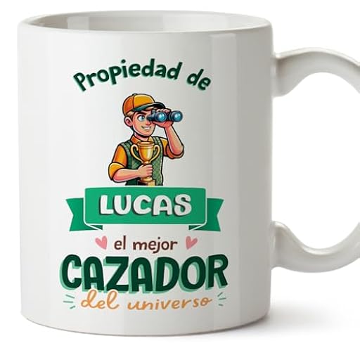 MUGFFINS Tazas Personalizadas para CAZADOR hombre - En Español - Propiedad de - 11 oz / 330 ml - Regalo Personalizable original y divertido | Ya disponible en tu tienda friki favorita! En mundofriki.es!