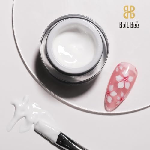 Image of Bolt Bee Professional Painting Gel for Nail Art Gel for Drawing Lines, Monochrome & Colored Designs - Smooth, Highly Pigmented Nail Art (White, 8g)