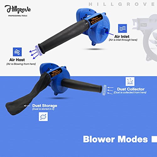 Image of Hillgrove HGCM004 Electric Air Blower and Suction Dust Cleaner with Screwdriver Set 800W /18000RPM for AC /Computer /Home with Air Blower Machine Gun Dust Cleaning Forward Curved Air Blower