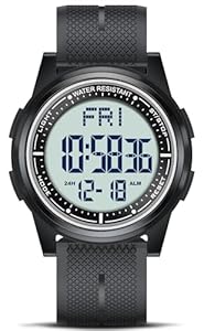 WIFORT Digital Herren Damen Uhren, 5 ATM Wasserdicht Sport Armbanduhr mit Wecker Stoppuhr Countdown Duale Zeitzone, Ultradünn Weitwinkel Großes Zifferblatt Digitaluhr