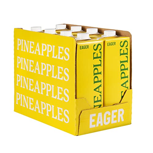Eager Cloudy Pineapple Juice 100% Pressed Refreshing Fruit Drink NFC Not From Concentrate 1 Litre (Pack of 8)