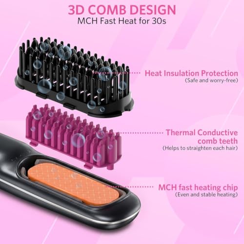 Cepillo alisador para cabello 2 en 1 con 9 temperaturas miniatura 3