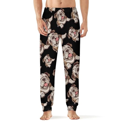 English Bulldog Men's Pajamas Pants Soft Lounge Sleep Pant Pjs Bottoms Sleepwear Sweatpants for Home Casual