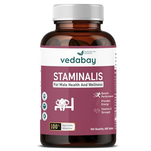 Vedabay Testo Booster for Men, 60 Stamina Booster Tablets, with Safed Musli, Shatavari, Gokhru, Ashwagandha, Kesar, Enhances Strength, Energy Booster Vedabay Testo Booster for Men, 60 Stamina Booster Tablets, with Safed Musli, Shatavari, Gokhru, Ashwagandha, Kesar, Enhances Strength, Energy Booster