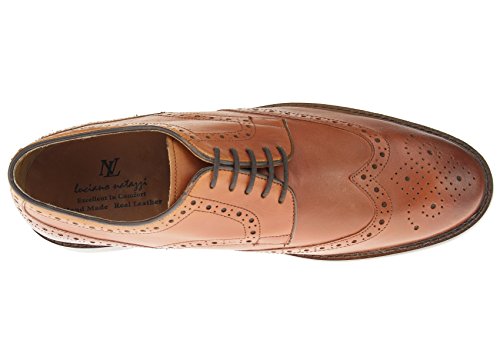 Luciano Natazzi Mens Dress Shoes Full Grain Leather Wingtip Oxford Lace-Up Sl301 (45 M Eu / 12 D(M) Us, Tan Burnish) #TOP5