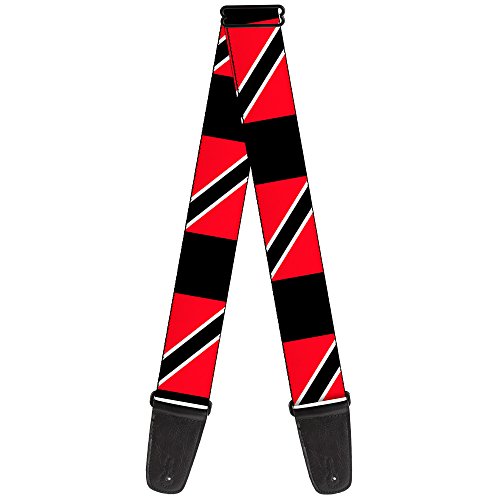 Image of Buckle-Down Guitar Strap - Trinidad & Tobago Flags /Black Block - 2 inch Wide - 29-54 inch Length