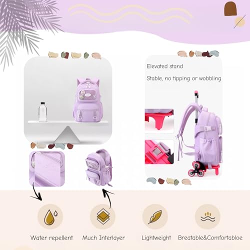LANSHIYA Girls Rolling Backpack Elementary School Bag with Wheels, Trolley Bags for Kids Roller Backpack for Girls Boys by LANSHIYA - Used condition - Image 7