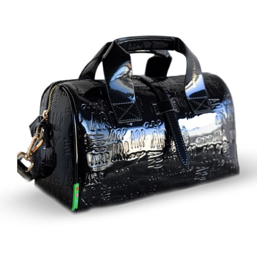 Imagen de Agatha Ruiz de la Prada Bolso Bowling de charol color azul grabado con el logo ARP