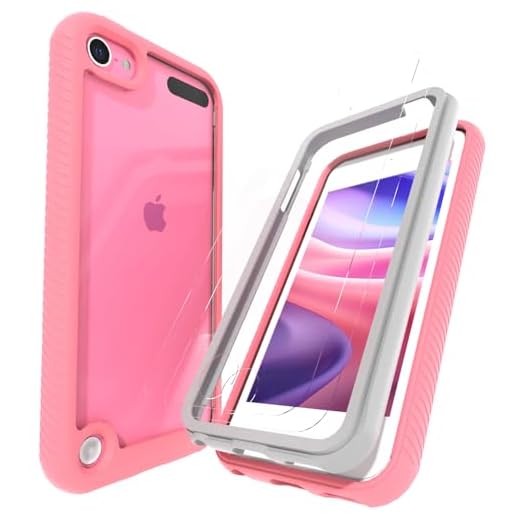 LUNOVATE Coque pour iPod Touch 5/6/7 - Transparent - Avec 2 films de protection d'écran Crystal Clear - En TPU souple - Anti-chocs - Pour iPod Touch 5/6/7 - Rose