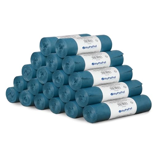 Hypafol 200 Stück reißfeste Müllsäcke | extra starke Abfallsäcke | 20 blaue Rollen | 60 L Fassungsvolumen | stabile Müllbeutel aus umwelfreundlicher Recyclingfolie
