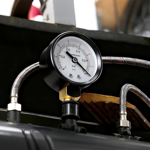 Innfeeltech 1 Stück 50mm Vakuummeter BSP 1/4„ -1~0 Bar -14~0 Psi mit 2 Stück Buchse 1/4“ bis 3/8„, 1/4“ bis 1/2„ und 1 Stück Sechskantnippel zur Reduzierung von 1/4“ auf 1/8“, ein Teflonband, Radial