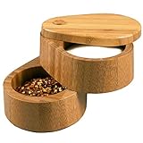 Totally Bamboo Double Salt Box, Bamboo Container With Lid For Covered Storage, Two Compartments for Salt, Spices & More
