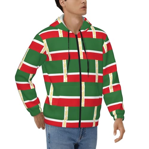 Veste zippée République Tchétchène avec capuche et manches longues pour homme actif