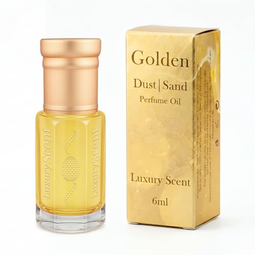 Image of Perfume Oil Golden Dust 6ml Roll-On – Alcohol Free Arabian Attar, Long Lasting Unisex Travel Size Fragrance with Vanilla Musky Amber and Floral Notes for Men and Women