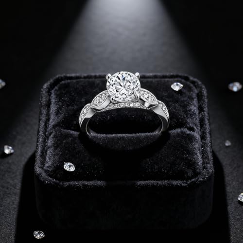 Blocaci 1-1/3 Carat(ctw) Moissanite Engagement Rings for Women Twisted Wedding Anniversary Rings 925 Sterling Silver 10K 14K 18K Gold with Text Engraving3