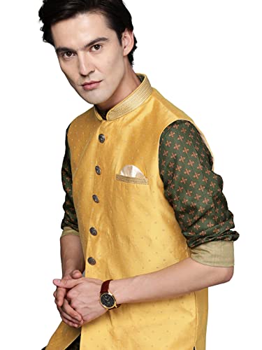 Image of Manyavar Sleeveless Nehru Jacket for Men