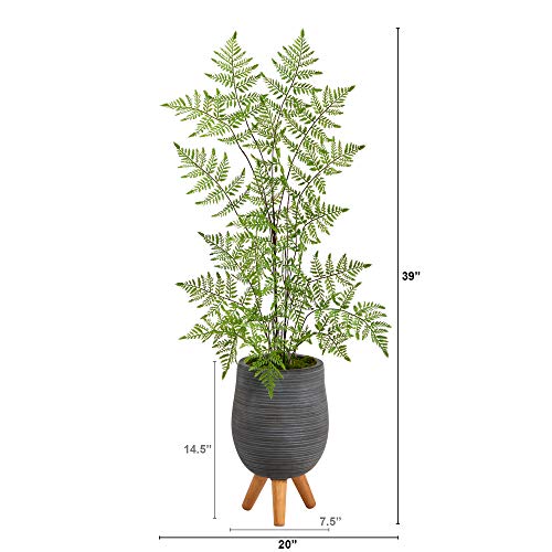 39In. Ruffle Fern Artificial Tree In Gray Planter With Stand #TOP1