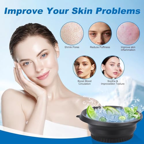 Image of Agonize Face Ice Bowl with Ice Tray, Collapsible Silicone Ice Bath (2) | Face Ice Bowl with Ice Tray