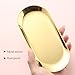 Fspronail 1Pcs Manicure Tools Storage Tray, Oval Stainless Steel Storage Dish Nail Art Accessory Display Tray Jewelry Rhinestone Cosmetic Nail Decorations Organizer Metal Storage Plate (Gold)